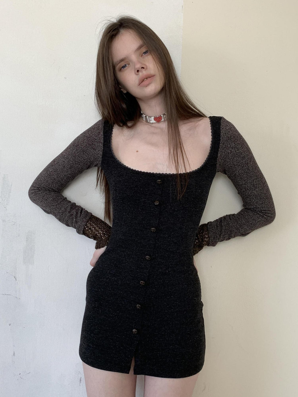 UNIVERSE Vintage Patchwork Long Sleeve Fitted Women's Polyester Bodycon Mini Dresses