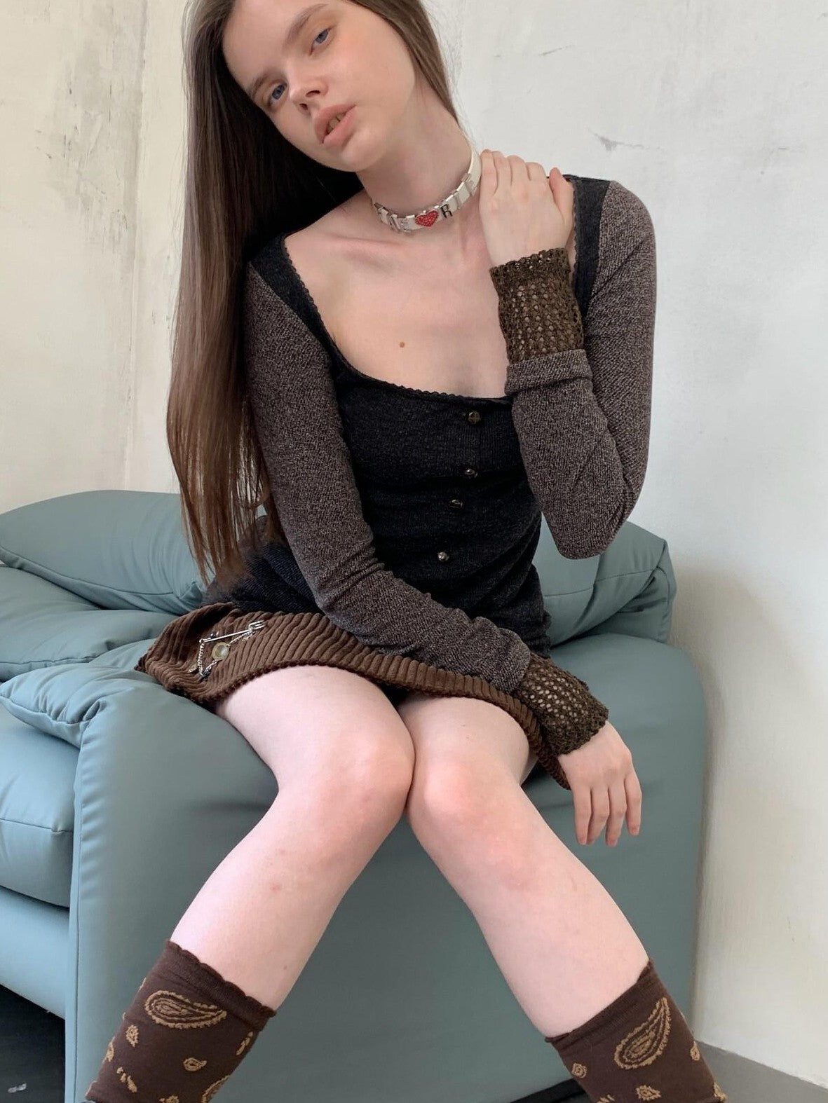 UNIVERSE Vintage Patchwork Long Sleeve Fitted Women's Polyester Bodycon Mini Dresses