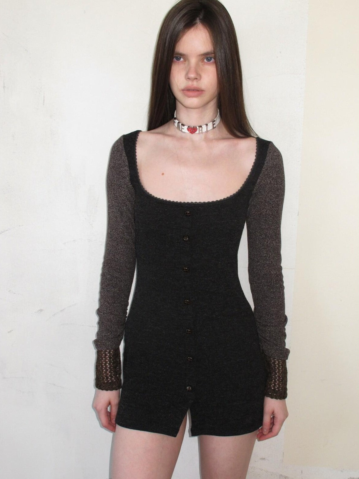 UNIVERSE Vintage Patchwork Long Sleeve Fitted Women's Polyester Bodycon Mini Dresses