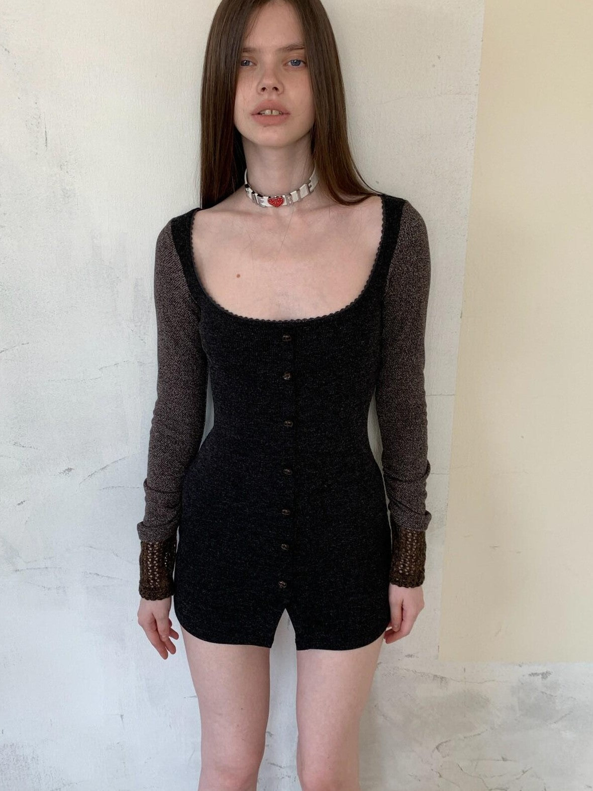UNIVERSE Vintage Patchwork Long Sleeve Fitted Women's Polyester Bodycon Mini Dresses
