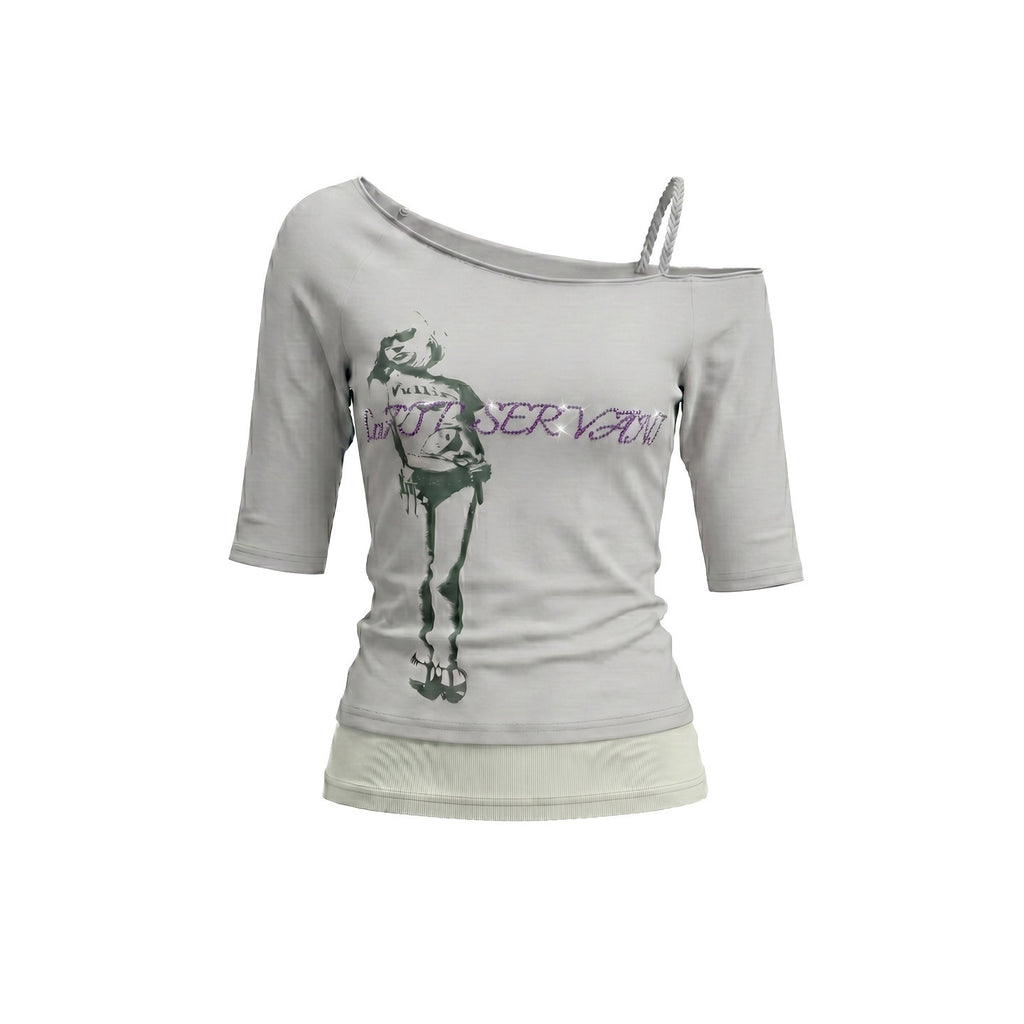 UNIVERSE_Vintage_Print_Asymmetrical_Shoulder_Women's_Cotton_Short_Sleeve_T-shirts_1054076765621_MISSTT