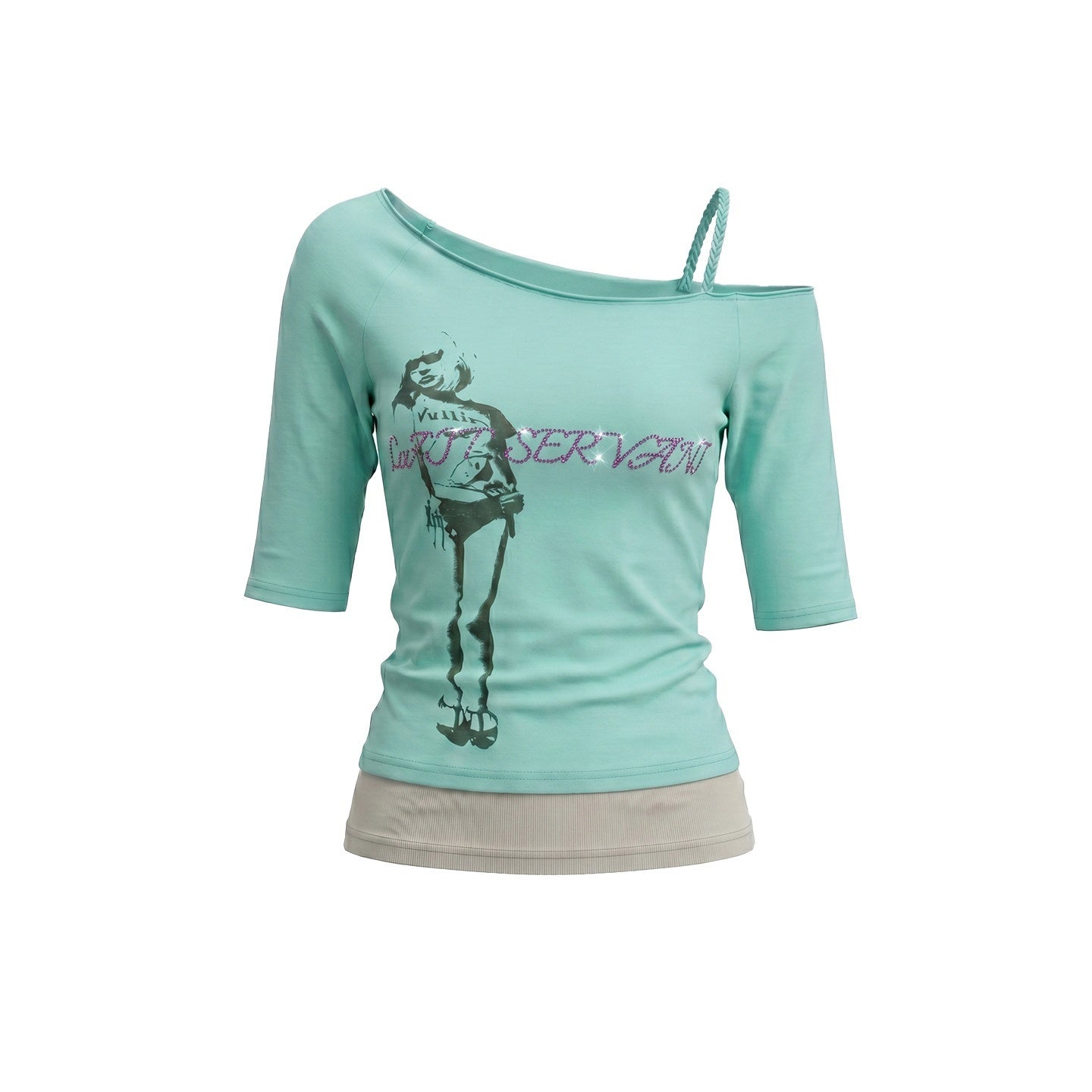 UNIVERSE_Vintage_Print_Asymmetrical_Shoulder_Women's_Cotton_Short_Sleeve_T-shirts_1054076765621_MISSTT
