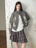UNIVERSE Vintage Slouchy Devil Kitten Fair Isle Jacquard Women's Acrylic Cardigans