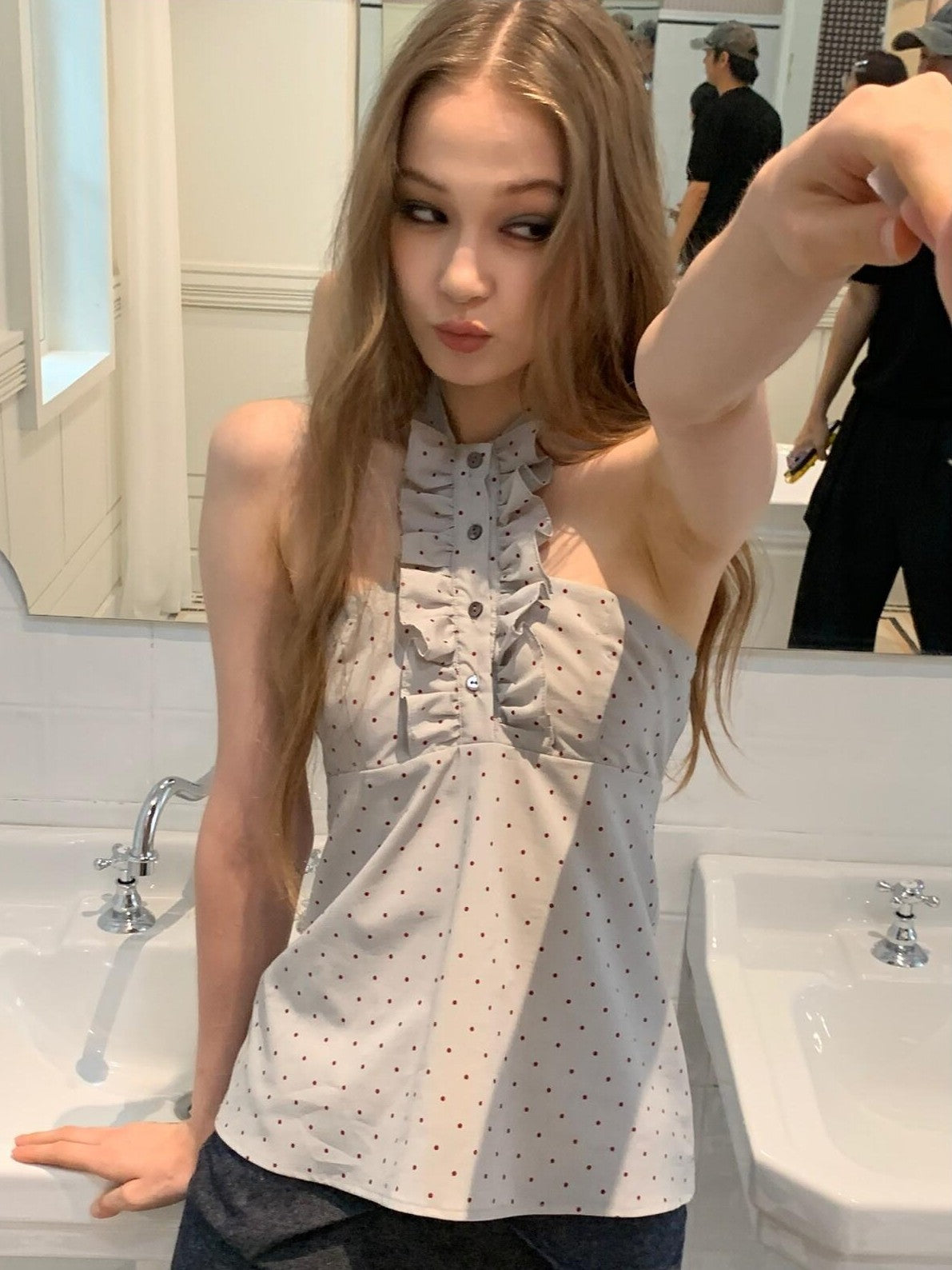 UNIVERSE Washed Denim Bow A Line Low Waist Women's Linen Cotton Mini Skirts