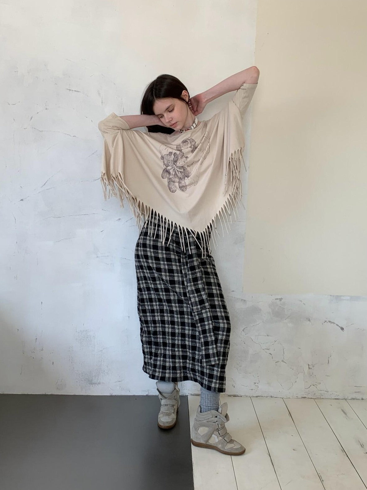 UNIVERSE Washed Denim Flared Tie Waist Vintage Women's Cotton A-line Skirts