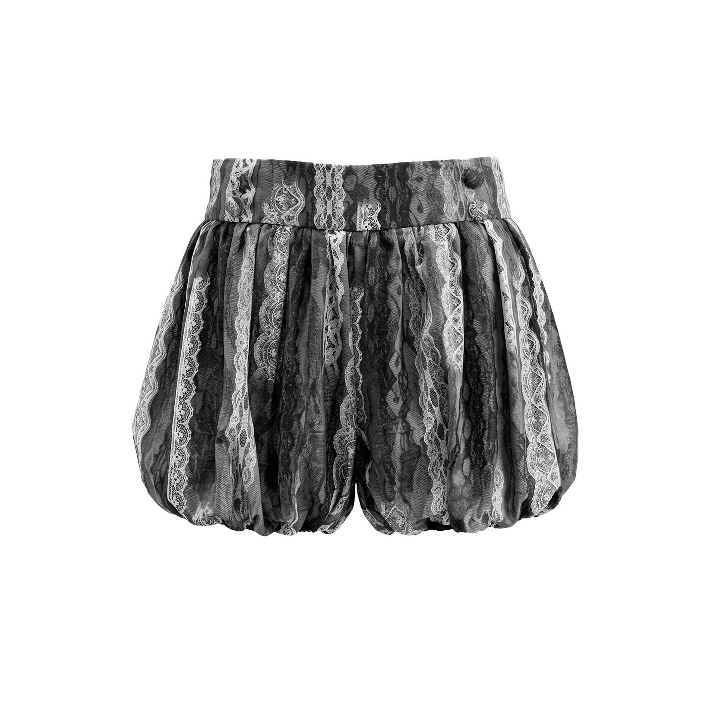 UNIVERSE_Washed_Gray_Lace_Panel_Pleated_Vertical_Stripe_Lantern_Women's_Lyocell_Hot_Pants_1052324891864_MISSTT
