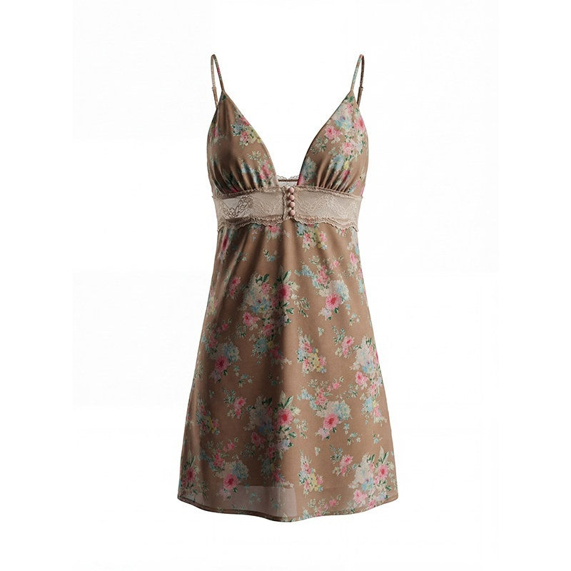 UNIVERSE_Wild_Garden_Vintage_Brown_Floral_Lace_Deep_V_Women's_Polyester_Slip_Mini_Dresses_1037752286803_MISSTT