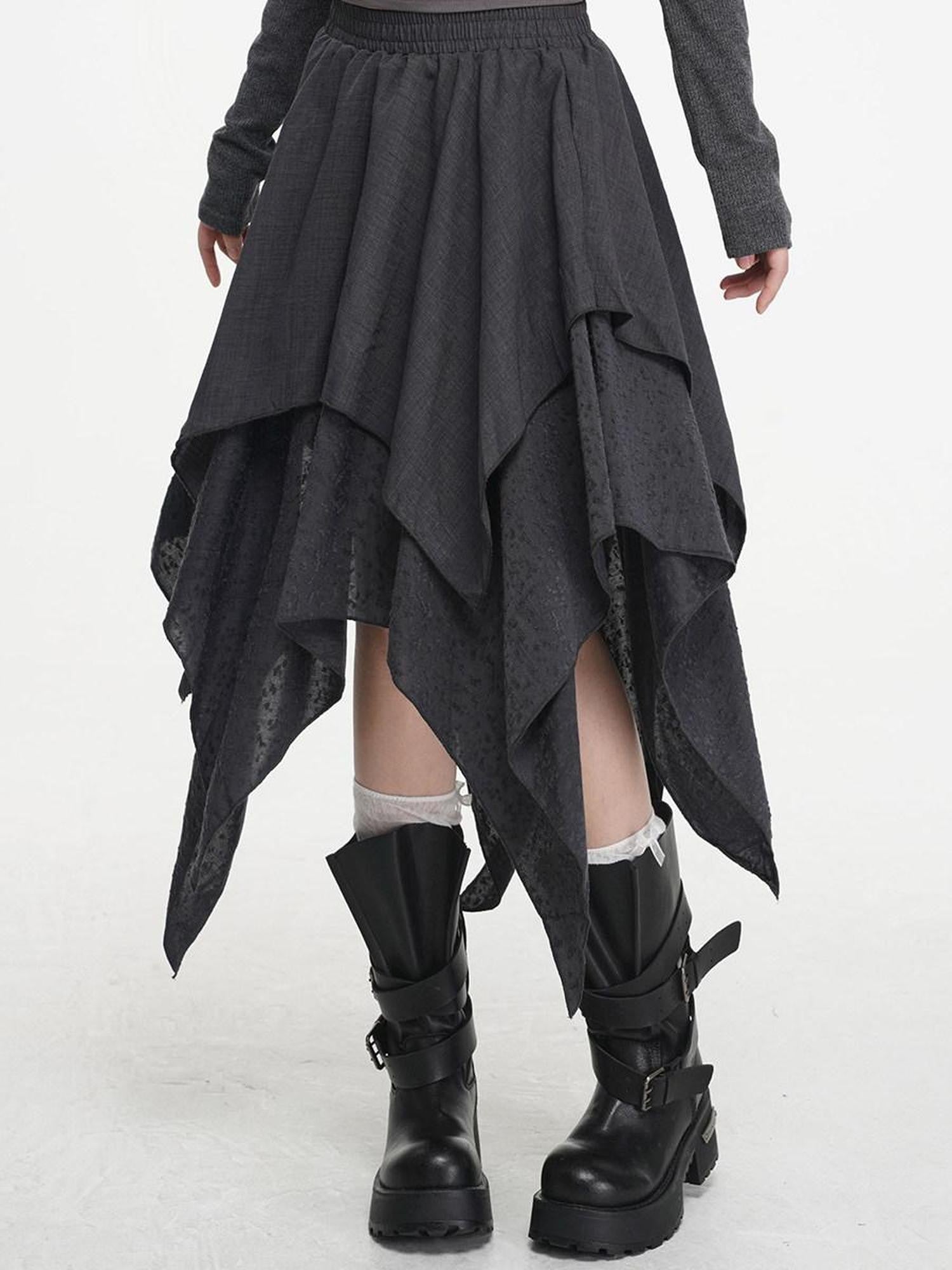 VEEMIX Artistic Asymmetrical Low Waist Elastic Aline Women's Polyester Midi Skirts