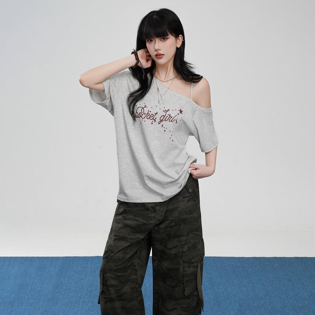 VEEMIX_Asymmetric_Letter_Print_Women's_Tencel_Cotton_Blend_Off-shoulder_T-shirts_1046176102421_MISSTT