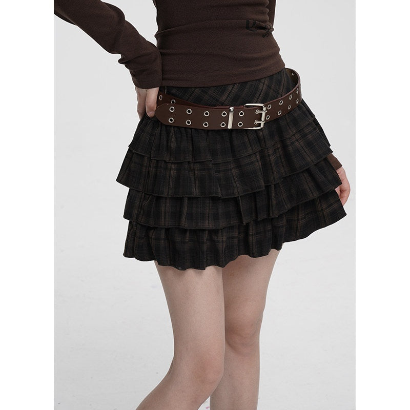 VEEMIX_Black_Plaid_Pleated_A_Line_Low_Waist_Side_Zip_Women's_Polyester_Tiered_Skirts_973400089959_MISSTT