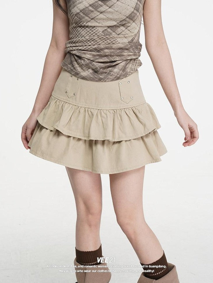 VEEMIX Black Pleated Ballet Puff A Line Belted Women's Cotton Rayon Blend Mini Skirts