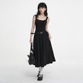 VEEMIX_Black_Pleated_Splice_High_Waist_A_Line_Women's_Cotton_Spandex_Slip_Maxi_Dresses_1019477989524_MISSTT