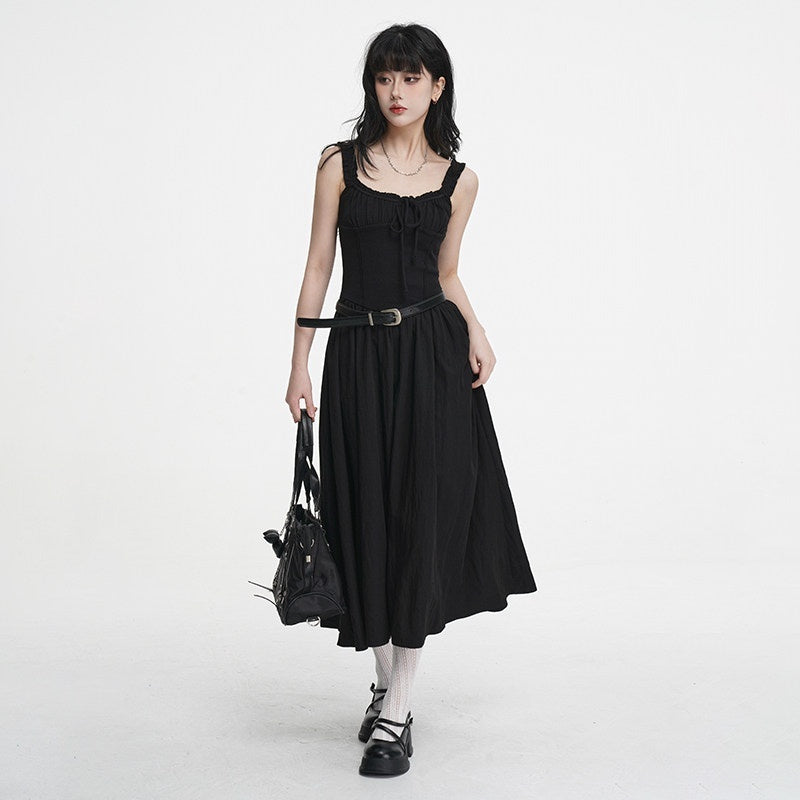 VEEMIX_Black_Pleated_Splice_High_Waist_A_Line_Women's_Cotton_Spandex_Slip_Maxi_Dresses_1019477989524_MISSTT
