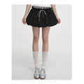 VEEMIX_Black_Spliced_Plaid_Pleated_Puff_High_Waist_Tie_Women's_Mini_Skirts_1021123742007_MISSTT