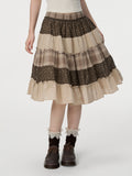 VEEMIX_Brown_Floral_Print_Plaid_Patchwork_Ruched_A_Line_Women's_Cotton_Midi_Skirts_1075324472078_MISSTT
