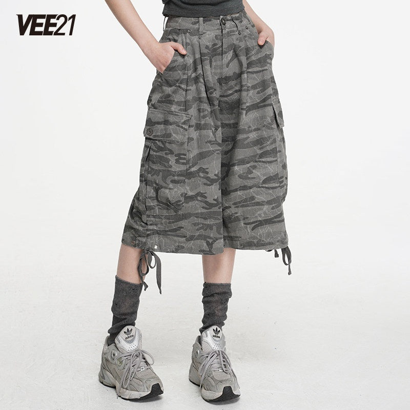 VEEMIX_Cement_Gray_Camouflage_Cargo_Drawstring_Pockets_Women's_Cropped_Jeans_1020467351018_MISSTT