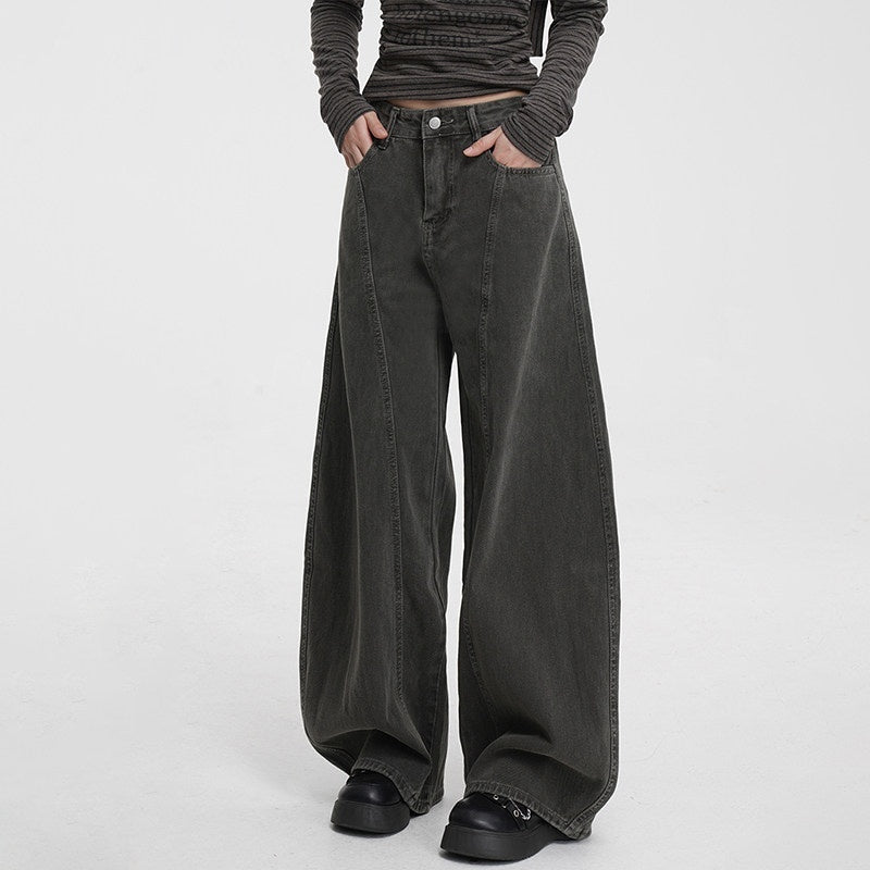 VEEMIX_Coffee_Brown_Curved_Blade_Topstitch_Button_Low_Waist_Women's_Barrel-leg_Jeans_982839976084_MISSTT