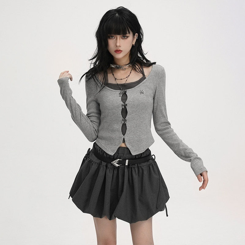 VEEMIX_Colorblock_Embroidered_Tie_Cropped_Faux_Two_Piece_Women's_Long_Sleeve_T-shirts_968968199781_MISSTT