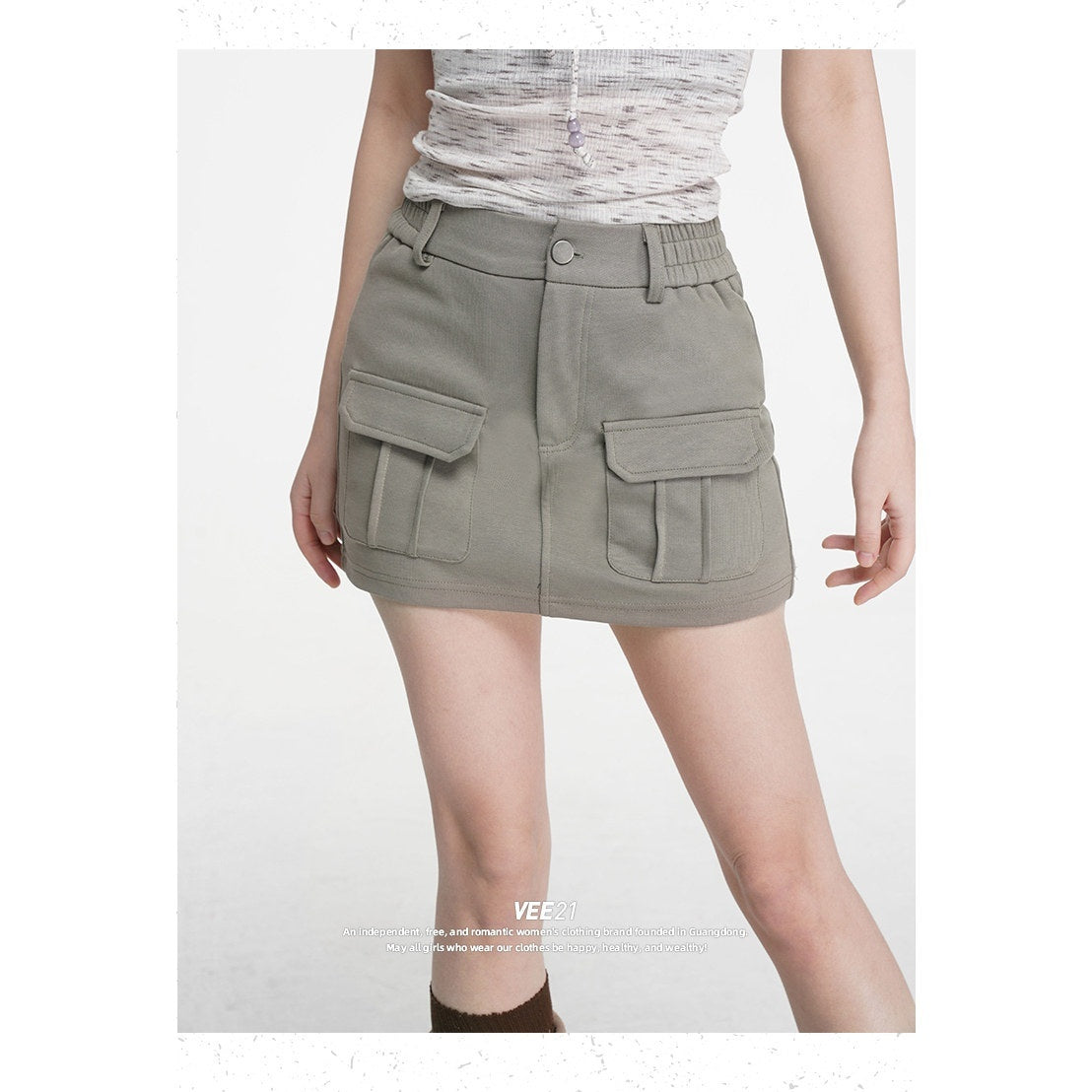 VEEMIX_Dark_Gray_Bodycon_Pocket_Elastic_Mid_Waist_Women's_Cotton_Blend_Mini_Skirts_1021027150223_MISSTT