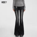 VEEMIX_Dark_Gray_Washed_Low_Rise_Pocket_Button_Fly_Women's_Cotton_Flare_Jeans_982055441632_MISSTT