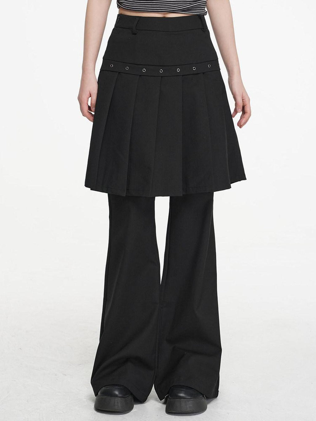 VEEMIX Faux Two Piece Micro Flare Pleated Women's Rayon Blend Skorts