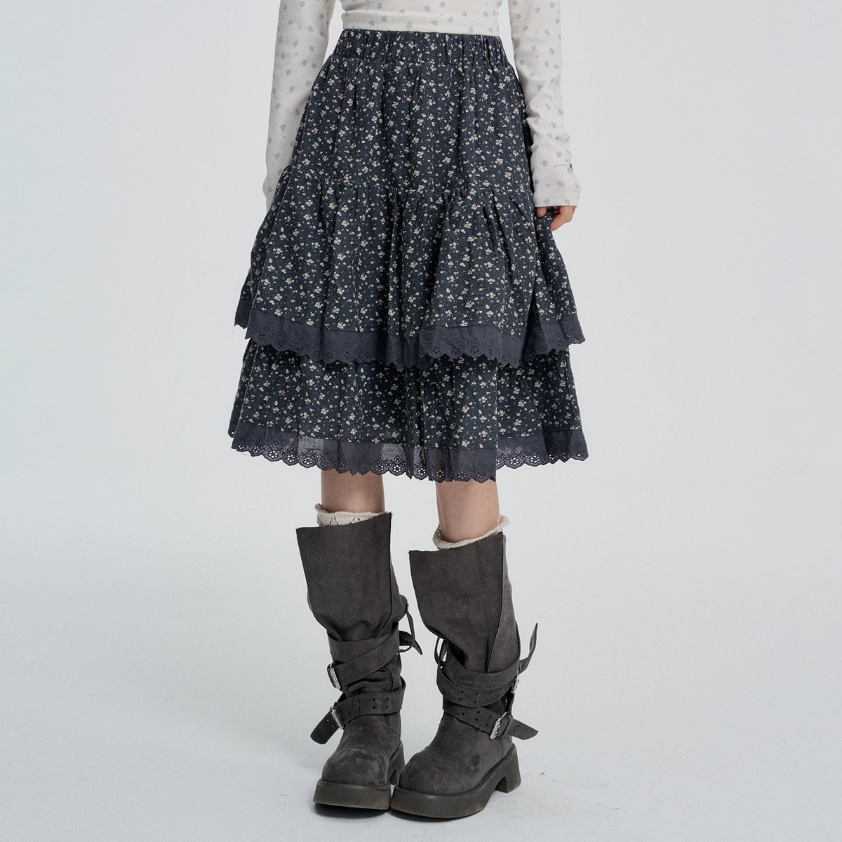VEEMIX_Floral_Tiered_High_Waist_Cotton_Blend_Women's_Midi_Skirts_1088981213898_MISSTT