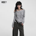 VEEMIX_Frayed_Hem_One_Shoulder_Studded_Hand_Painted_Women's_Long_Sleeve_T-shirts_979575439131_MISSTT