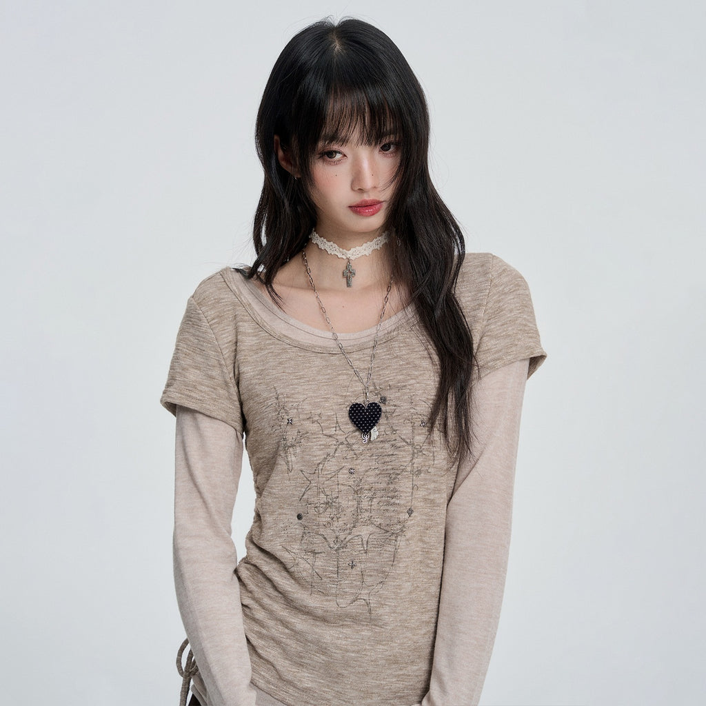 VEEMIX_Gray_Layered_Look_Asymmetric_Drawstring_Women's_Long_Sleeve_T-shirts_1086101820553_MISSTT