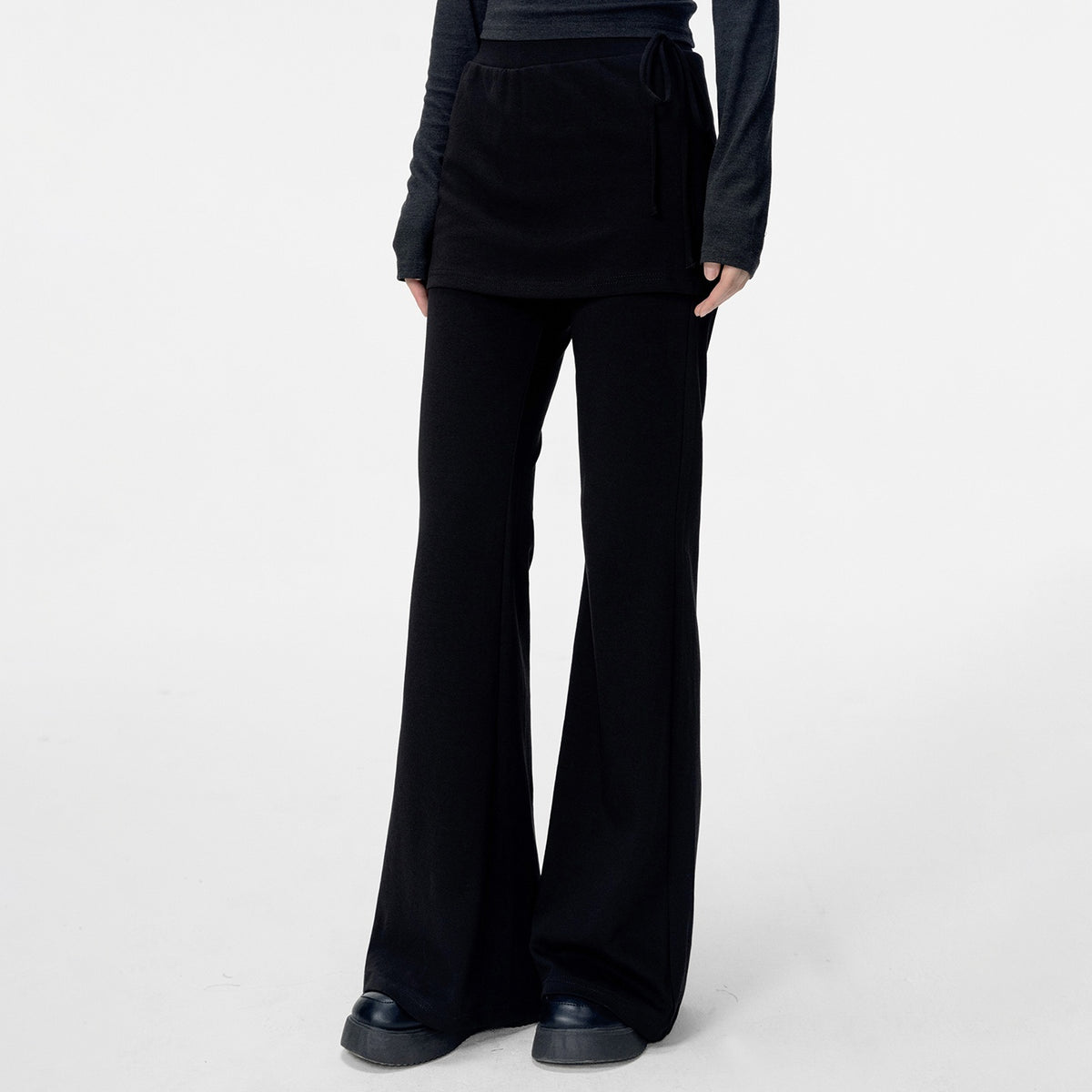 VEEMIX_Gray_Layered_Look_Straight_Leg_Lace_Up_High_Waist_Women's_Sweatpants_1078136148643_MISSTT