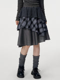 VEEMIX_Gray_Plaid_Asymmetric_High_Waist_Patchwork_Women's_Cotton_Blend_Midi_Skirts_1074748048702_MISSTT