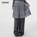 VEEMIX_Gray_Plaid_Layered_Look_Sweet_Style_Women's_Cotton_Wide-leg_Pants_1078146632668_MISSTT