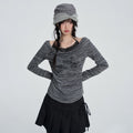 VEEMIX_Gray_Striped_Halter_Neck_Fake_Two_Piece_Women's_Long_Sleeve_T-shirts_1084517998895_MISSTT