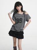 VEEMIX_Gray_Tie_Strap_Asymmetric_Letter_Print_Women's_Cotton_Off-shoulder_T-shirts_1020261630343_MISSTT