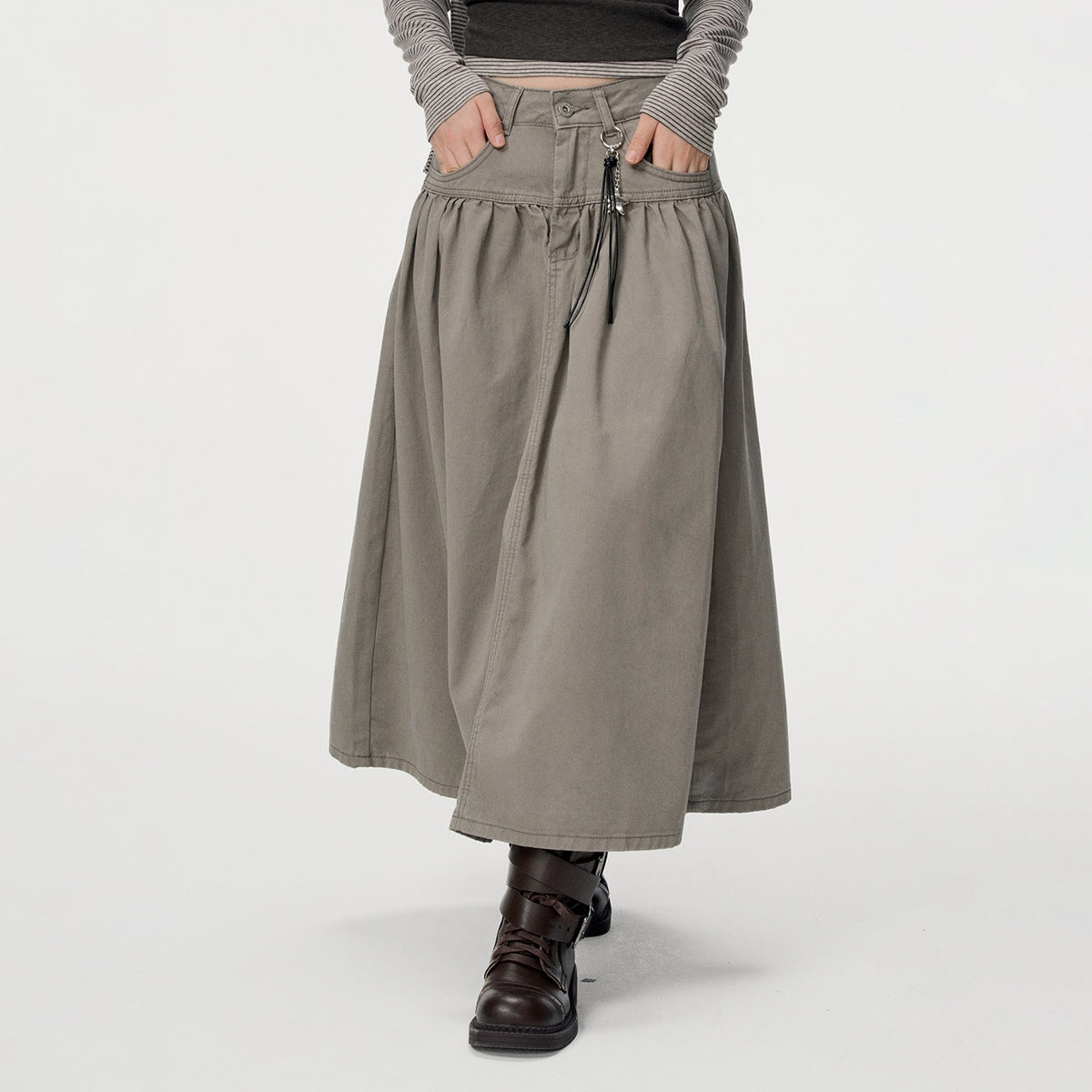 VEEMIX_Grey_Cargo_Utility_Pockets_High_Waist_Women's_Cotton_Loose_Maxi_Skirts_1072432127666_MISSTT