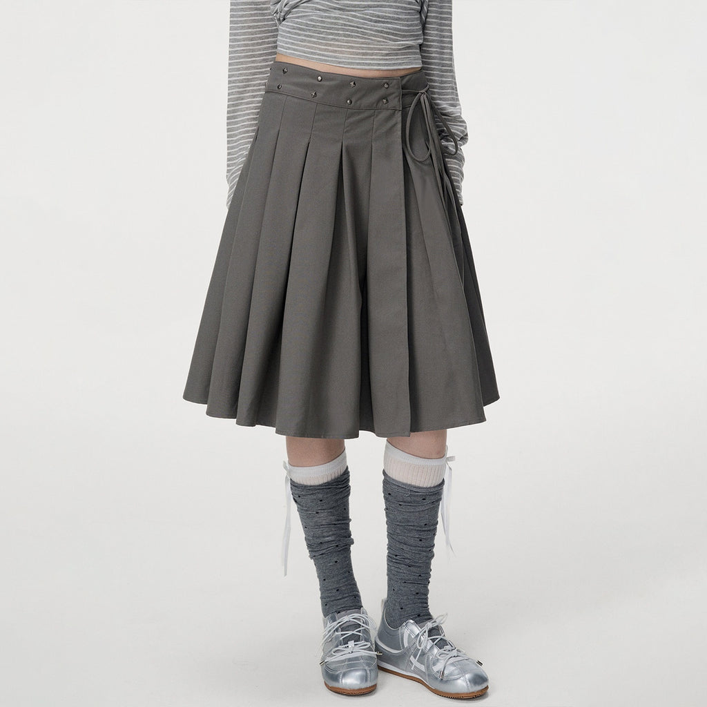 VEEMIX_Grey_Hand_Pleated_Side_Slit_High_Waist_Tie_Women's_Cotton_Blend_Pleated_Skirts_1071844919990_MISSTT