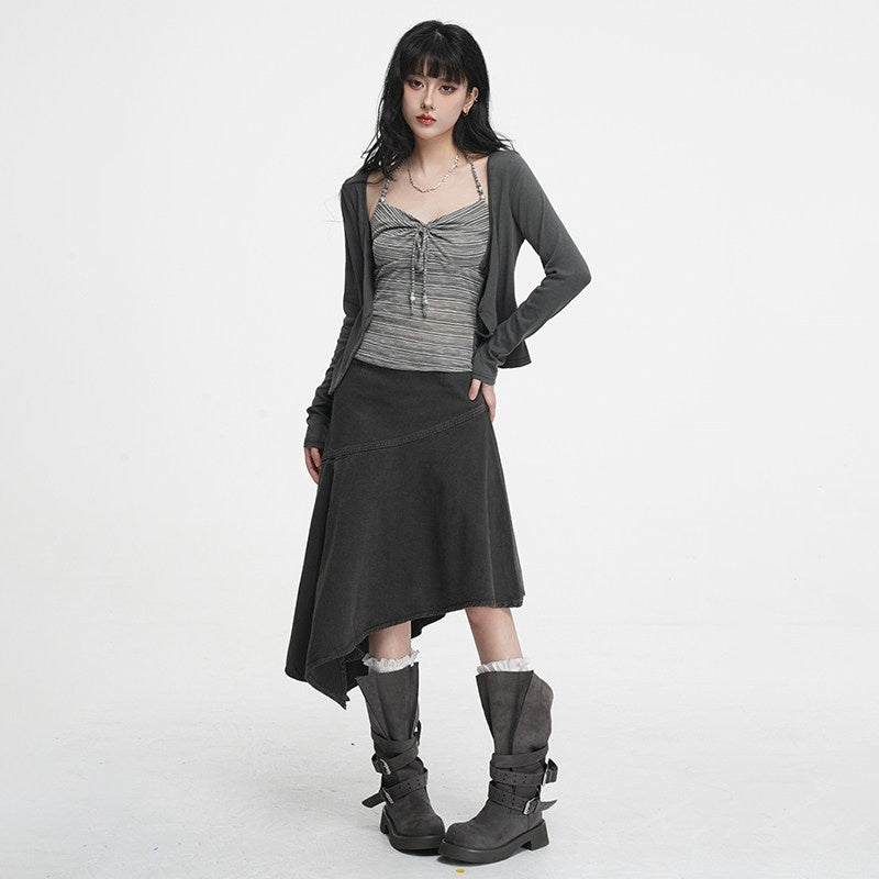 VEEMIX_Halter_Tie_Ruched_V-neck_Short_Slim_Lyocell_Viscose_Blend_Women's_Cardigans_1015859081608_MISSTT