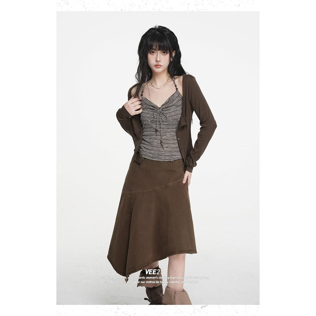 VEEMIX_Halter_Tie_Ruched_V-neck_Short_Slim_Lyocell_Viscose_Blend_Women's_Cardigans_1015859081608_MISSTT