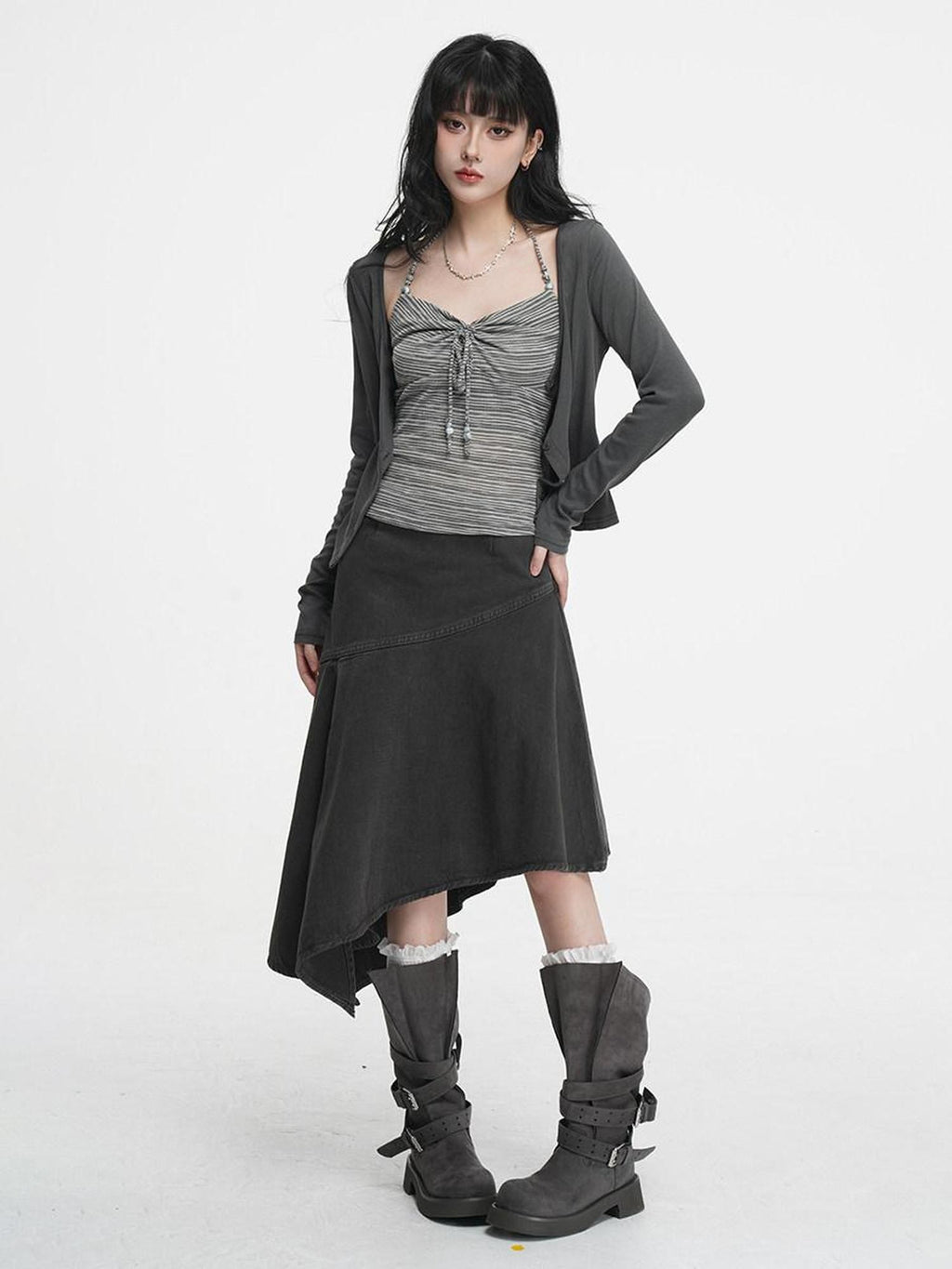 VEEMIX Halter Tie Ruched V-neck Short Slim Lyocell Viscose Blend Women's Cardigans