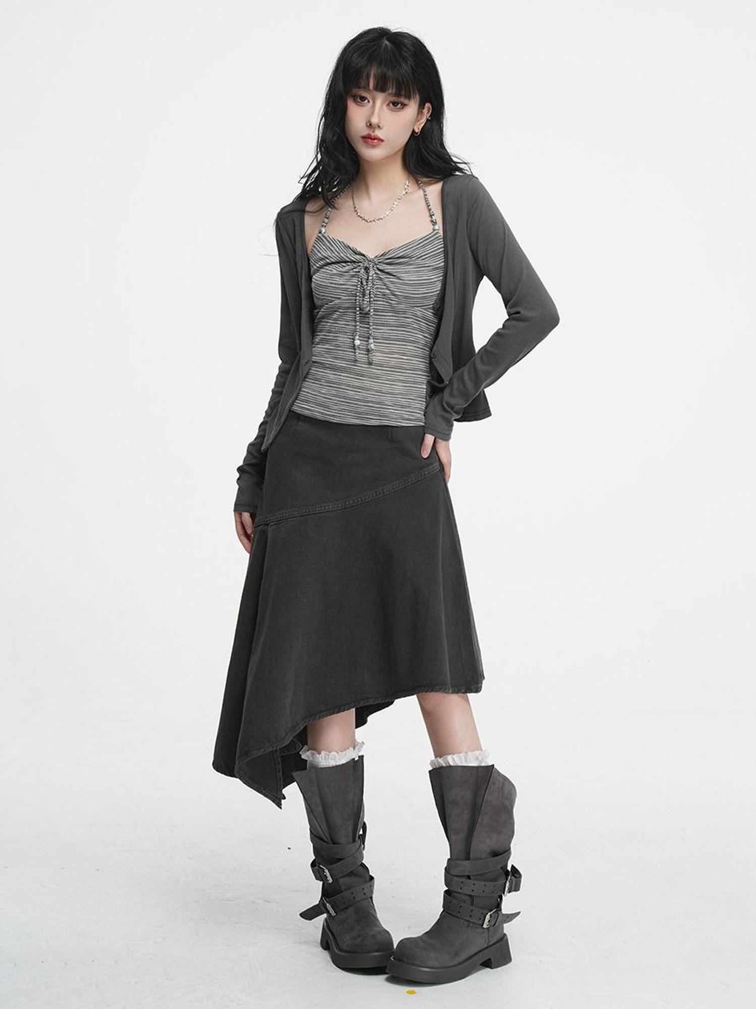 VEEMIX Halter Tie Ruched V-neck Short Slim Lyocell Viscose Blend Women's Cardigans