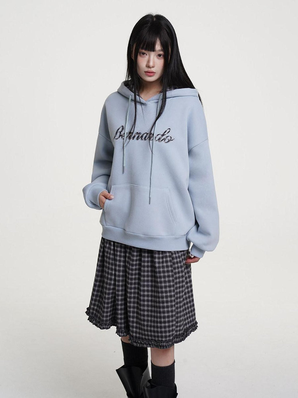 VEEMIX Heather Gray Fleece Applique Kangaroo Pocket Women's Cotton Blend Hoodies