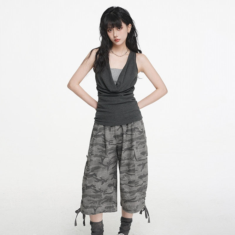 VEEMIX_Heather_Gray_Ruching_Cowl_Neck_Layered_Slim_Women's_Cotton_Blend_Tank_Tops_1018565198421_MISSTT