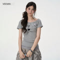 VEEMIX_Heather_Grey_3d_Cartoon_Print_Fake_Layer_Women's_Cotton_Slim_T-shirts_1053834339879_MISSTT