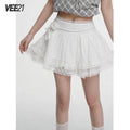 VEEMIX_Ivory_Lace_Trim_A_Line_Bow_Floral_Pleated_Women's_Cotton_Blend_Mini_Skirts_1020394231120_MISSTT