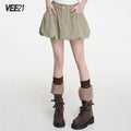 VEEMIX_Khaki_Puffed_Tulip_Denim_A_Line_High_Waist_Pockets_Women's_Mini_Skirts_1027150503479_MISSTT