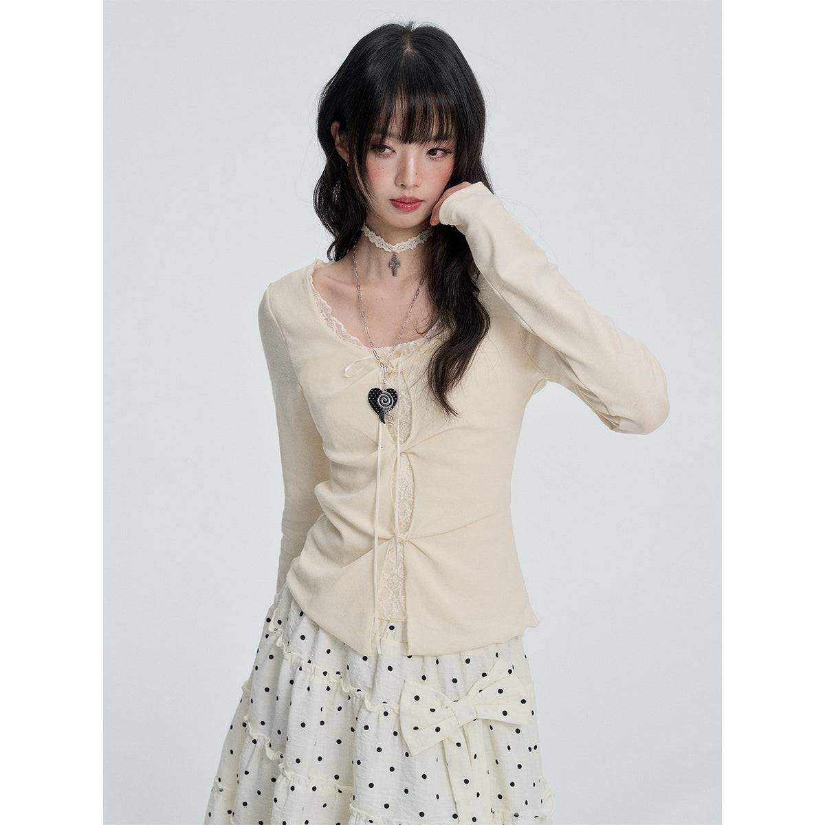VEEMIX_Lace_Spliced_Mock_Layer_Round_Neck_Women's_Cotton_Long_Sleeve_T-shirts_1086887260505_MISSTT