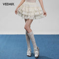 VEEMIX_Light_Blue_Lace_Trim_Ruffled_Bow_Cake_Women's_Viscose_Blend_Tiered_Skirts_1048455838935_MISSTT