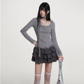 VEEMIX_Light_Gray_Polka_Dot_Lace_Trim_Women's_Poly_Cotton_Long_Sleeve_T-shirts_989693113479_MISSTT