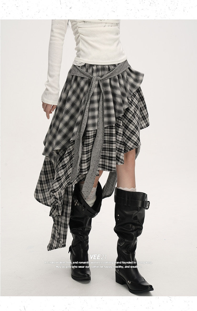 VEEMIX_Plaid_Asymmetrical_Hem_High_Waist_Tie_Patchwork_Women's_Maxi_Skirts_971292748898_MISSTT