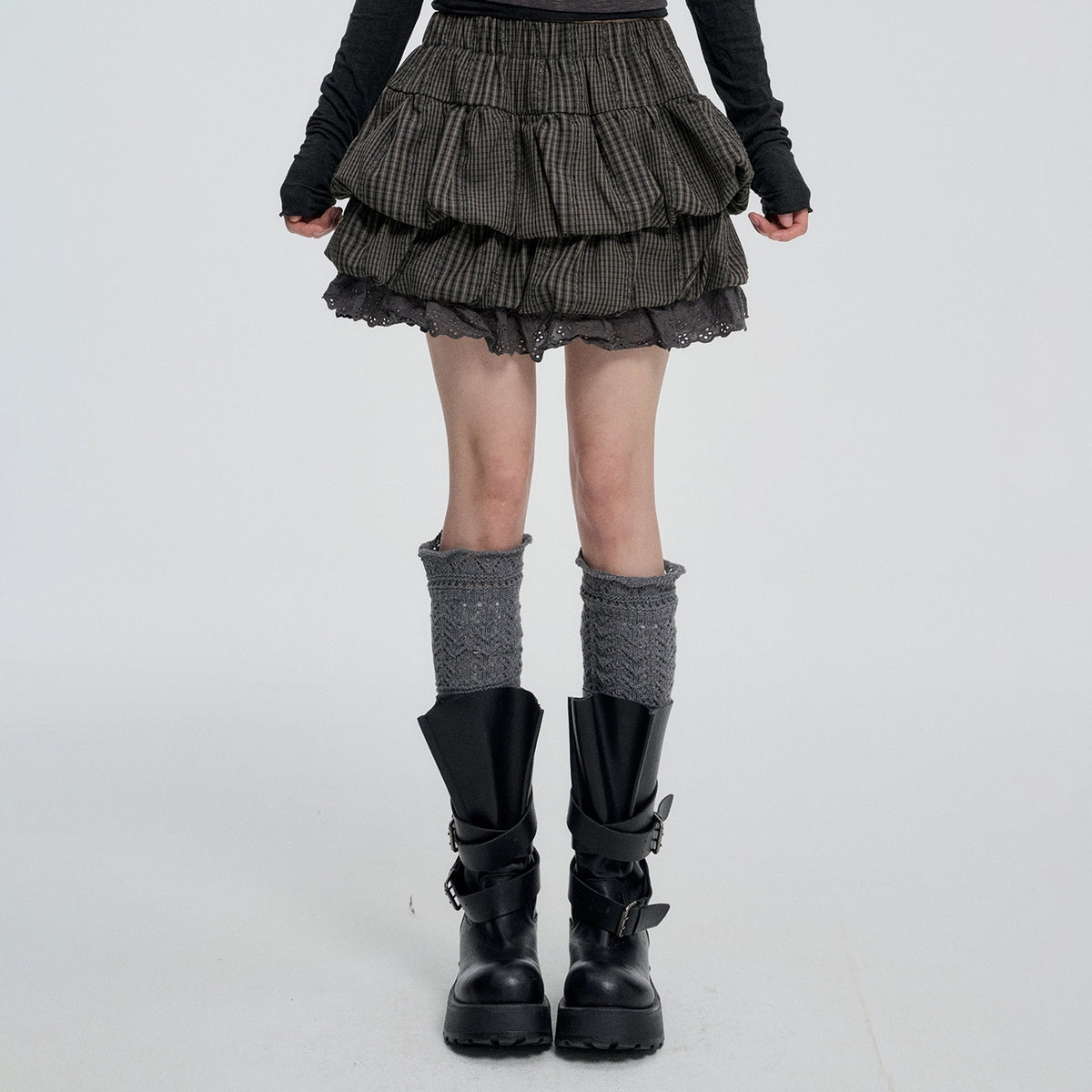 VEEMIX_Plaid_Bubble_Cutout_High_Waist_Cotton_Women's_Mini_Skirts_1088549938707_MISSTT
