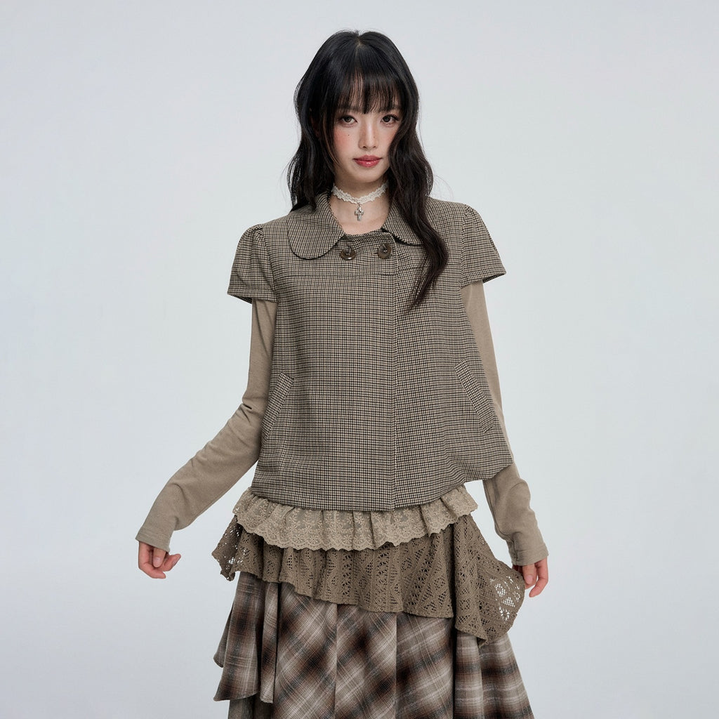 VEEMIX_Plaid_Houndstooth_Button_Two_Piece_Women's_Cotton_Long_Sleeve_T-shirts_1085528964818_MISSTT